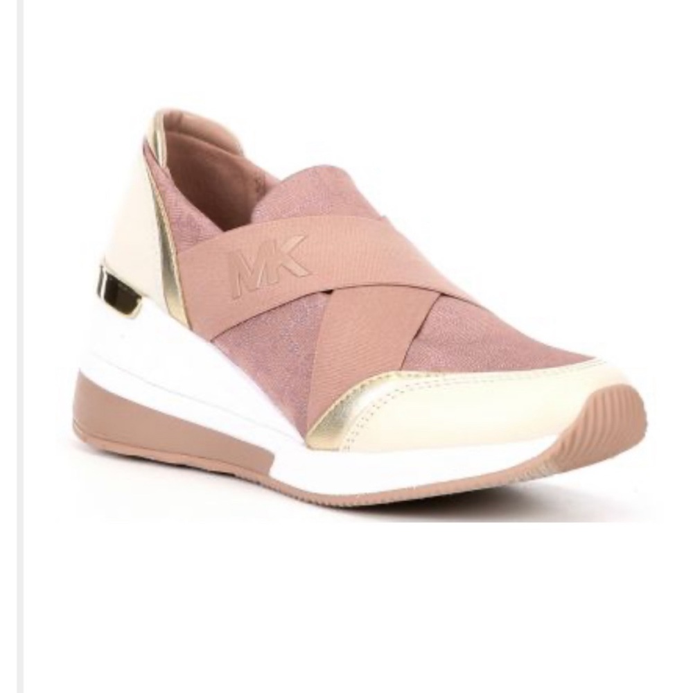 Michael Kors Geena Logo Print Slip-On Platform Trainers
